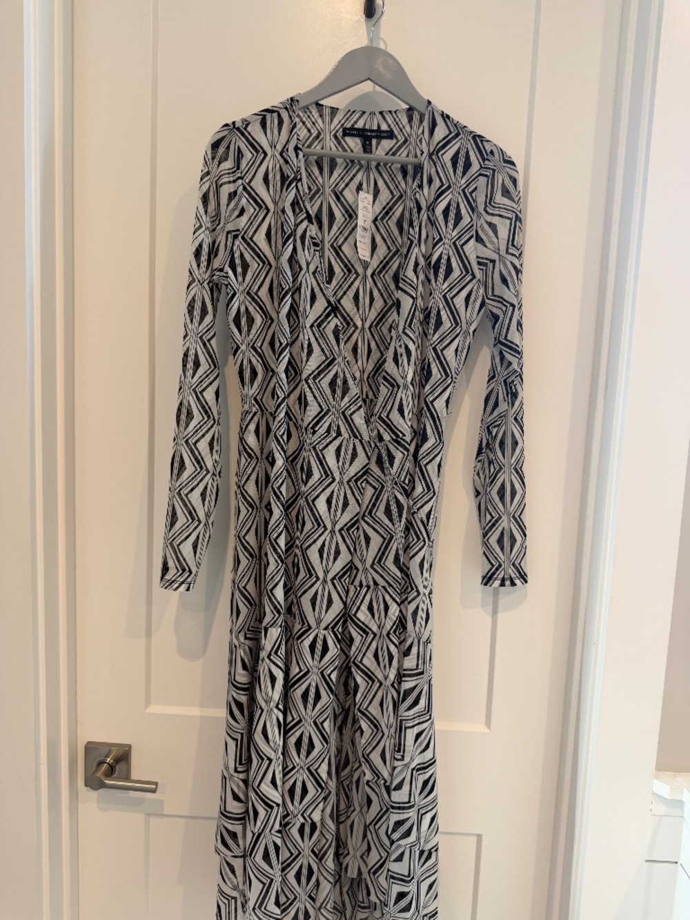 White House Black Market Mesh Wrap Dress Long Sleeve Sheer Size 10